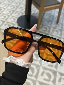 Gafas de sol unisex minimalistas con lentes tintadas, gafas de sol aviador cuadradas casuales y modernas para uso diario, accesorios de moda para actividades al aire libre