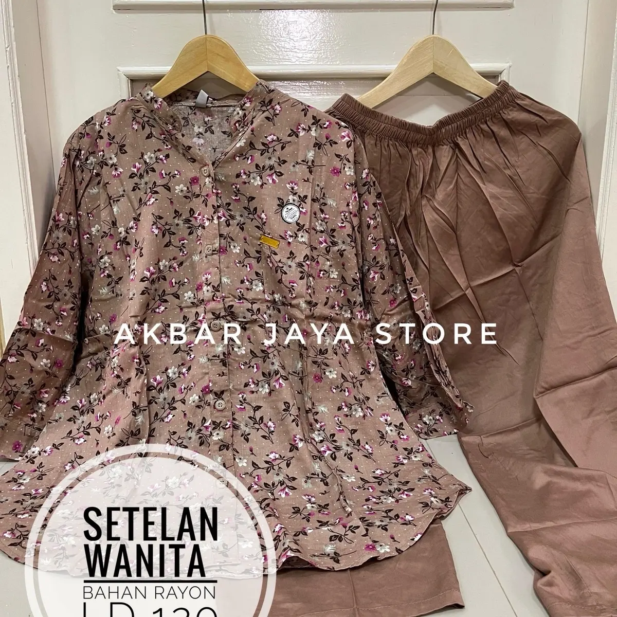 Set botega salur triset Full kancing setelan wanita kombinasi rayon twill Lembut