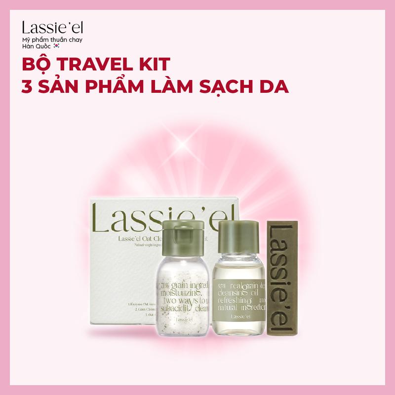 Bộ travel kit 3 sản phẩm làm sạch da Lassie'el chiết xuất từ thiên nhiên sạch sâu sáng da dưỡng ẩm