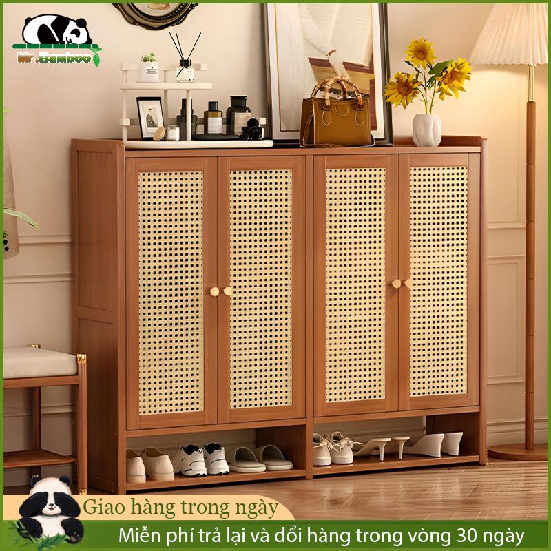 Tủ giầy tre bằng vật liệu mây 5-8 tầng Sức chứa lớn tủ đựng giày dép gỗ tre kệ giày phòng trừ