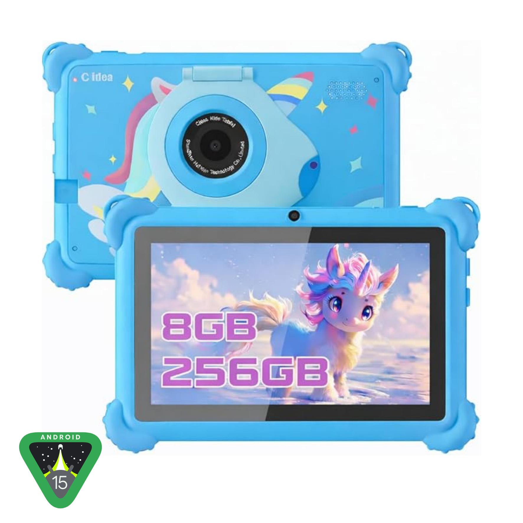 Tablet Anak C Idea Android 15 layar 7 Inch RAM 8GB+ROM 256GB Support 512GB 1024x600 IPS Baterai 5000mAh Kamera 2MP+5MP Case Unicorn Anti Shock Tablet Edukasi & Hiburan Anak dengan Parental Control tablet anak android tablet anak murah ungu dan biru