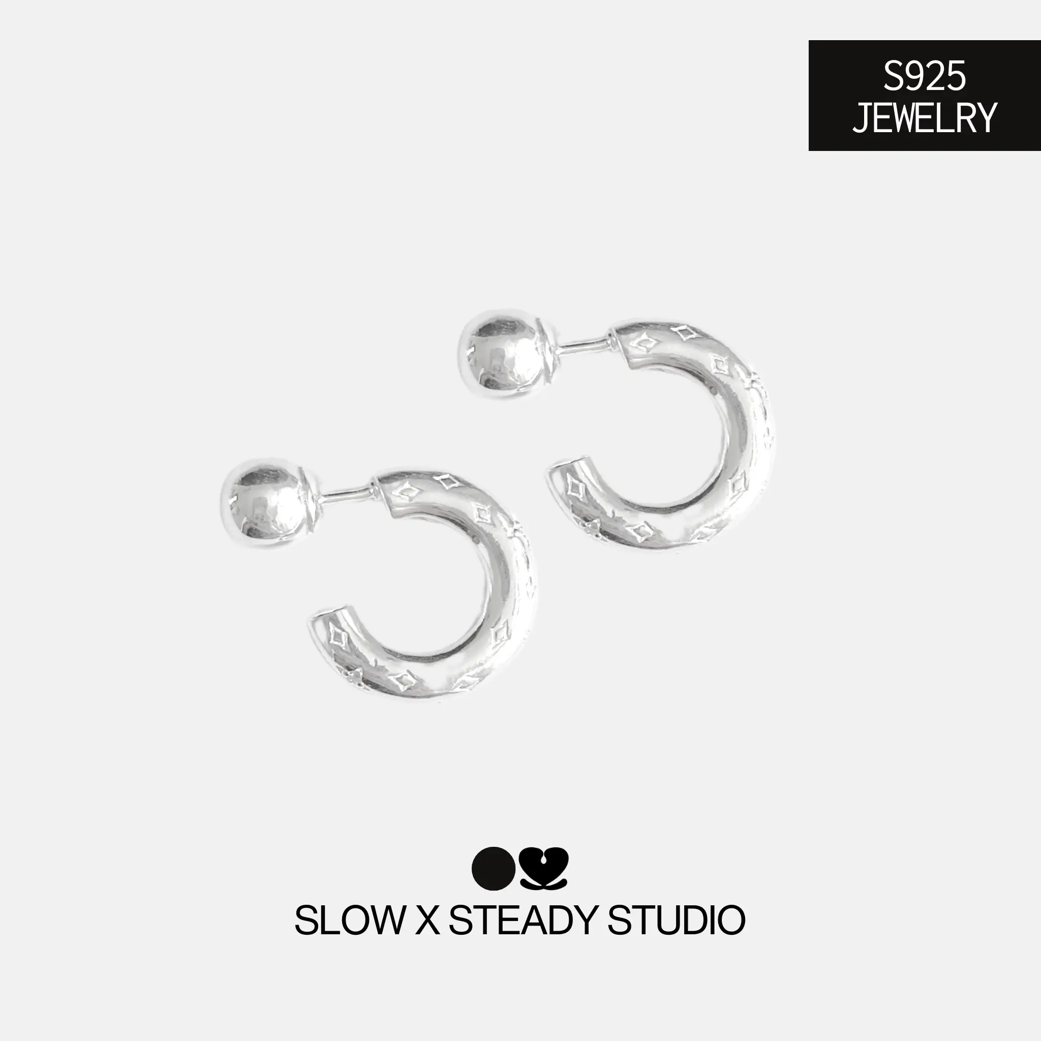 Slow x Steady | Cosmic Stud Earrings | 925 Sterling Silver Hoops