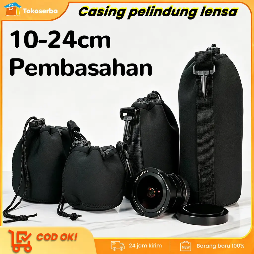 Tas Lensa Sarung  Set 4 Ukuran S M L XL, Bahan Nylon Tebal, Untuk Lensa Canon Nikon Sony Fuji - 4 Lens Pouch Set S M L XL