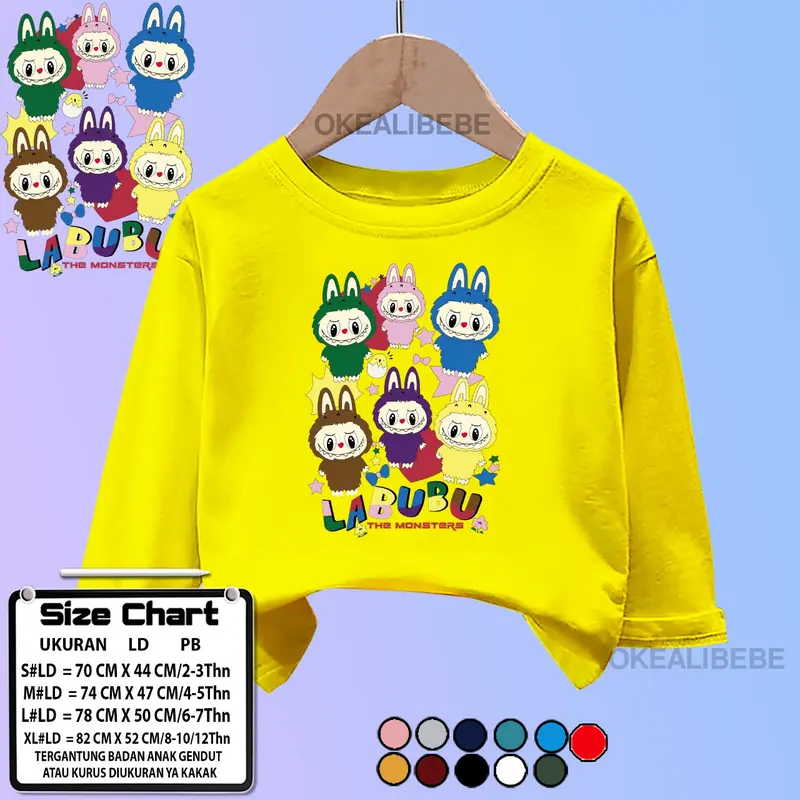 KAOS ATASAN ANAK LENGAN PANJANG MOTIF LABUBU UNISEX UNTUK ANAK LAKI LAKI DAN ANAK PEREMPUAN 3