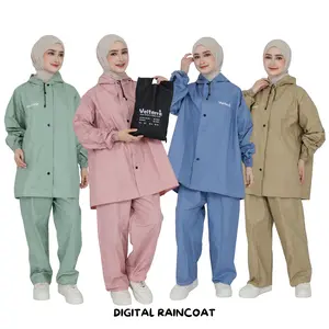 Jas Hujan Pria Wanita Setelan Dewasa Bahan Tebal Elastis Anti Rembes VELTERRA