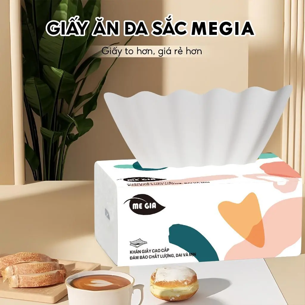 Giấy Khăn Giấy, MEGIA, 1 Hộp, Làm Bằng Bột Gỗ Tự Nhiên, 4 Lớp, Mềm Mại Và Dày, Giấy Chắc Chắn, 3 Màu, Giấy Vệ Sinh