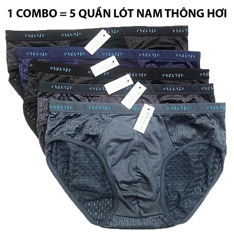   Loại 1  Combo 5 quần sịp nam lưới Nhật cao cấp thun lạnh - Che Tên Sản Phẩm quần lót nam có nhiều lỗ thoát khí thông hơi quần xì nam Menswear size L-4XL từ 35kg Đến 95kg 