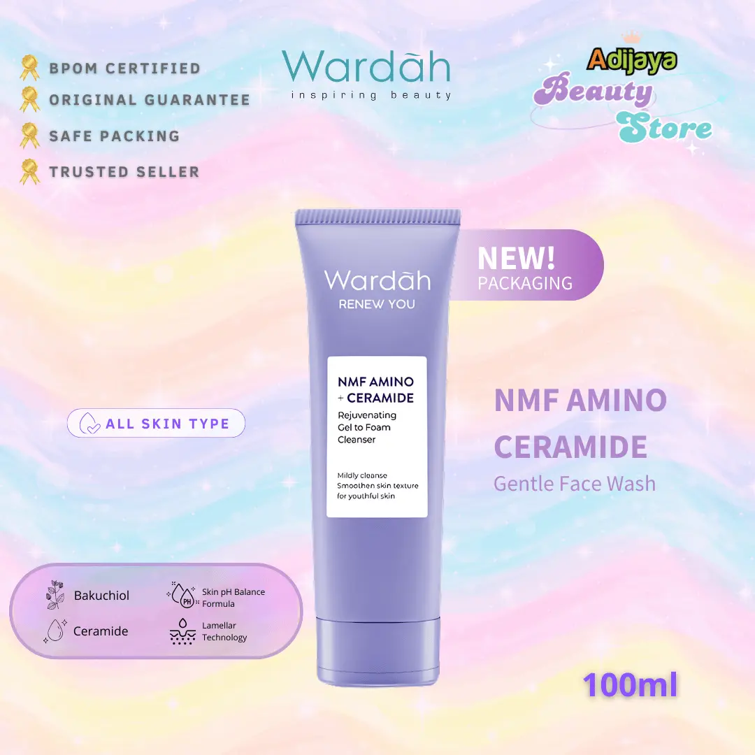 NEW! Wardah Renew You NMF Amino + Ceramide Rejuvenating Gel To Foam Cleanser 100 mL - Sabun Cuci Muka Gentle Acid Mantle Expert - Gentle Cleanser yang Membersihkan dengan Gentle - Kulit Lebih Halus & Kenyal