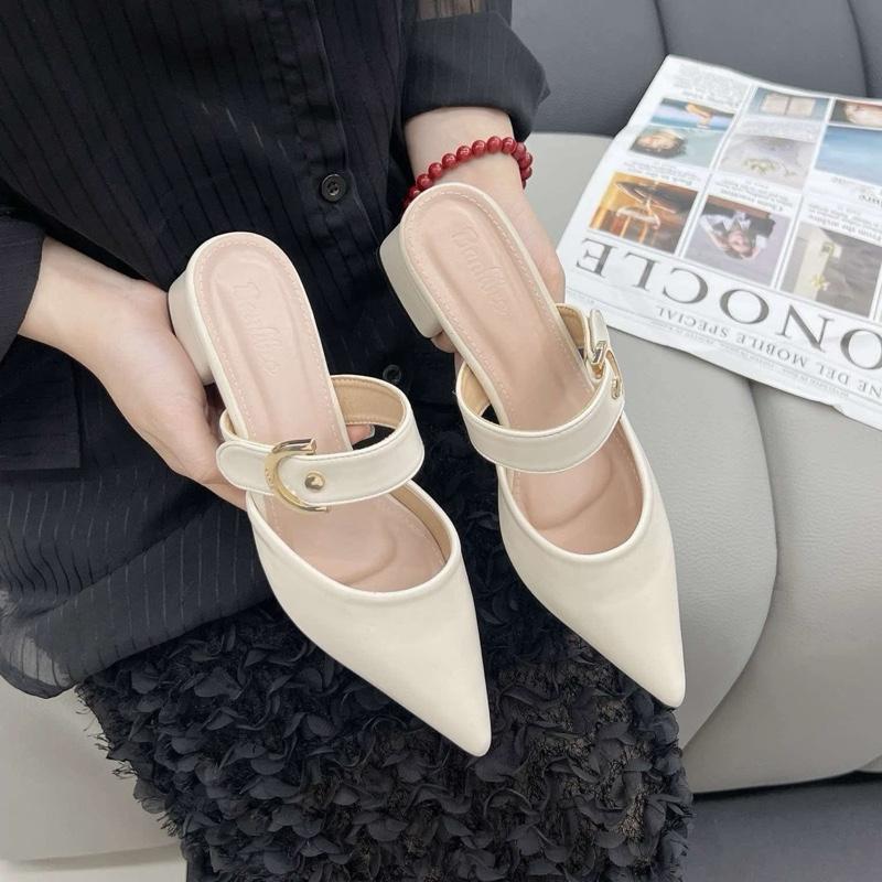 Dép Gót thấp 3cm trang trí khóa chữ D trong sáng , bắt mắt cực êm chân Giày Bánh Bèo mã Depkhoad3cm