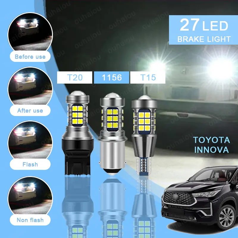 1PC FOR TOYOTA INNOVA Bóng đèn lùi xe 27 LED Flash & Non Flash T15 T20 / 7440 1156 (Nhấp nháy 3 lần + Không đổi) Phụ Tùng