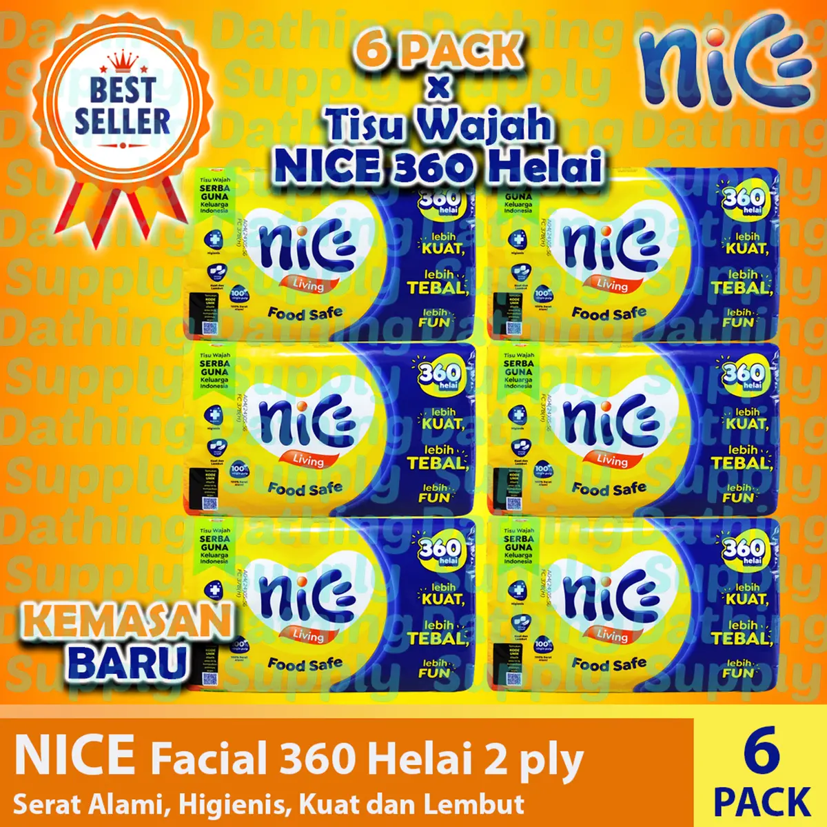 Tissue NICE Facial 360 Helai / Tisu Tissu Wajah Halus - [6 Pack]