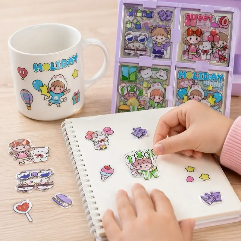 Stiker Karakter Momo Warna, 100 Pcs/Box - Paper, Buku Stationery Sticker Scrapbook Kertas