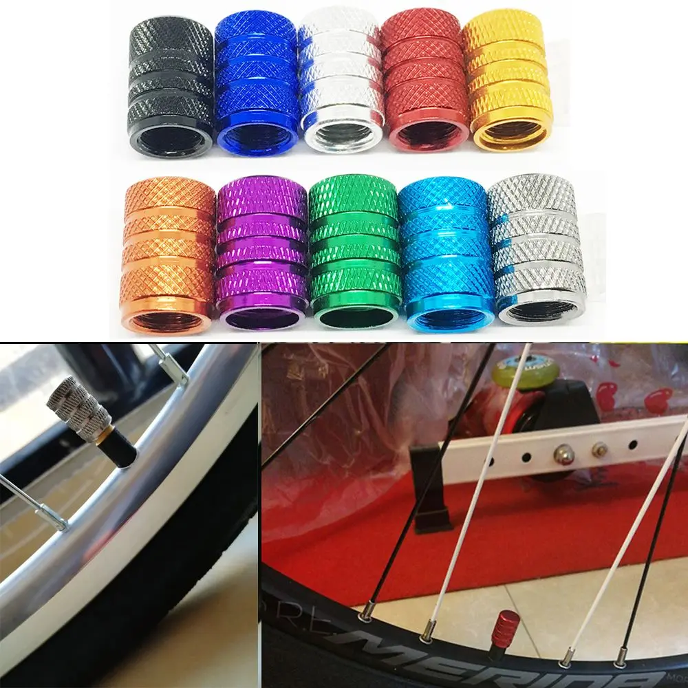 4pcs Dustproof Aluminum Alloy Bike Parts Wheel Rim Tire Tyre Valve Cap Dust Cover Bicycle Accessories