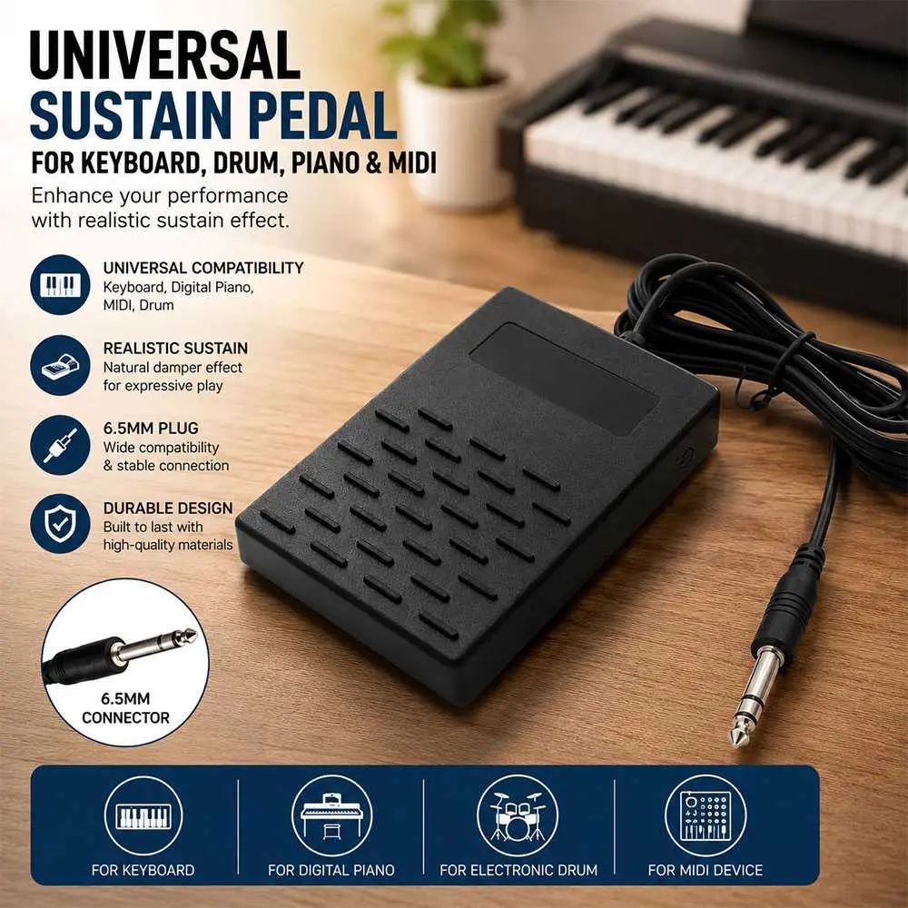 Tooy Sustain Pedal Universal Keyboard Drum Piano Elektrik Damper MIDI - WTB-010