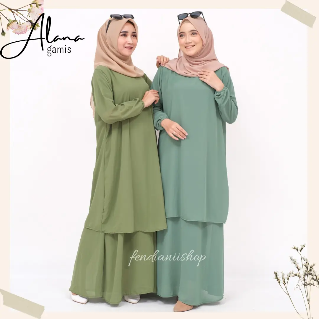 Gamis Alana malaysia dress muslimah Kondangan Ceruty Wanita Maxi