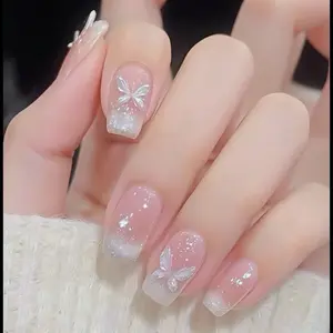 Cateye kuku tempel dengan toolkit, kuku tempel 3D cantik 10 jari,kuku tempel