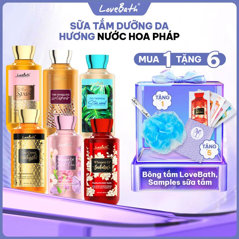  Hộp Sữa Tắm Hương Nước Hoa Pháp 295ml Chiết xuất từ dầu Olive {Quà tặng bông tắm & 5 gói sữa tắm 12ml} | Lovebath Việt Nam 