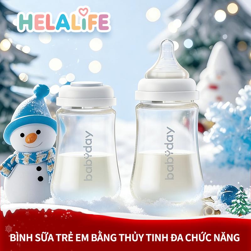  Bình Sữa Trẻ Em Bằng Thủy Tinh Đa Chức Năng Helalife 4 Trong 1 Dung Tích 240ml Được Làm Bằng Thủy Tinh Borosilicate Cao Cấp.cũng có thể được sử dụng như một hộp đựng sữaNgăn ngừa đầy hơiVật liệu cấp thực phẩmThiết kế như cho con bú 