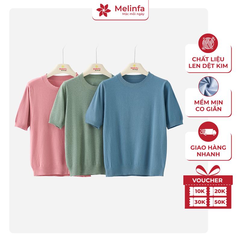 Áo len nữ cổ tròn ngắn tay hiện đại trẻ trung len dệt kim mềm mịn co giãn mã VAA0316