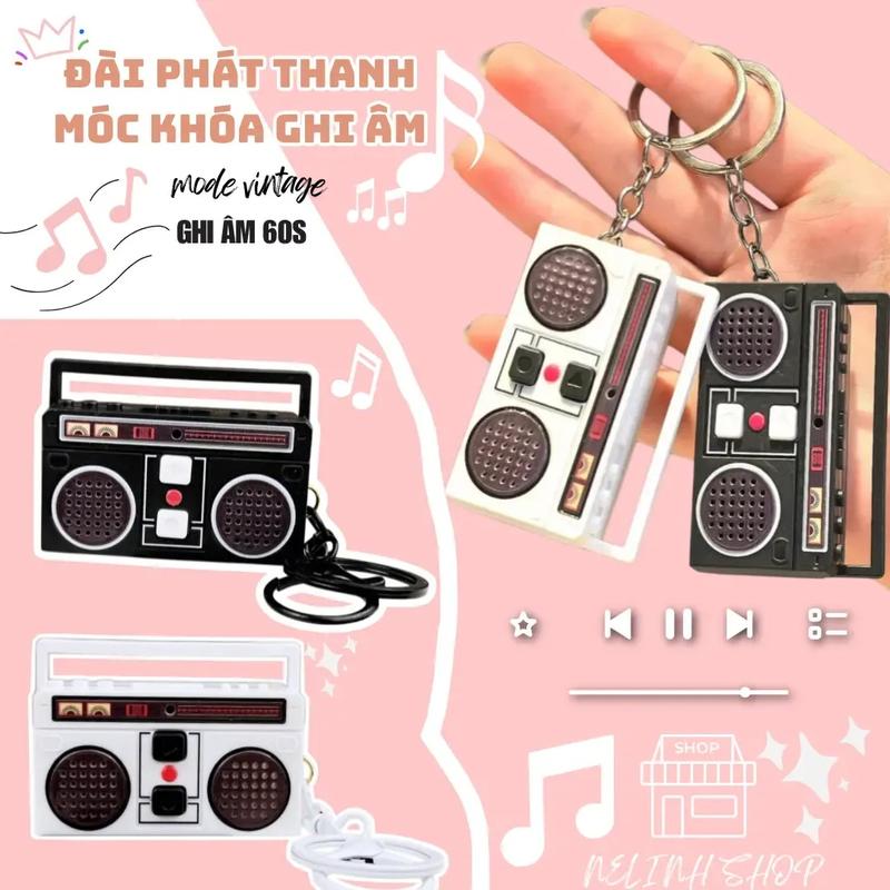 Móc Khoá Ghi Âm 60s , Móc Khoá Đài Phát Thanh Tuổi Thơ , Thích Hợp Làm Quà Tặng…