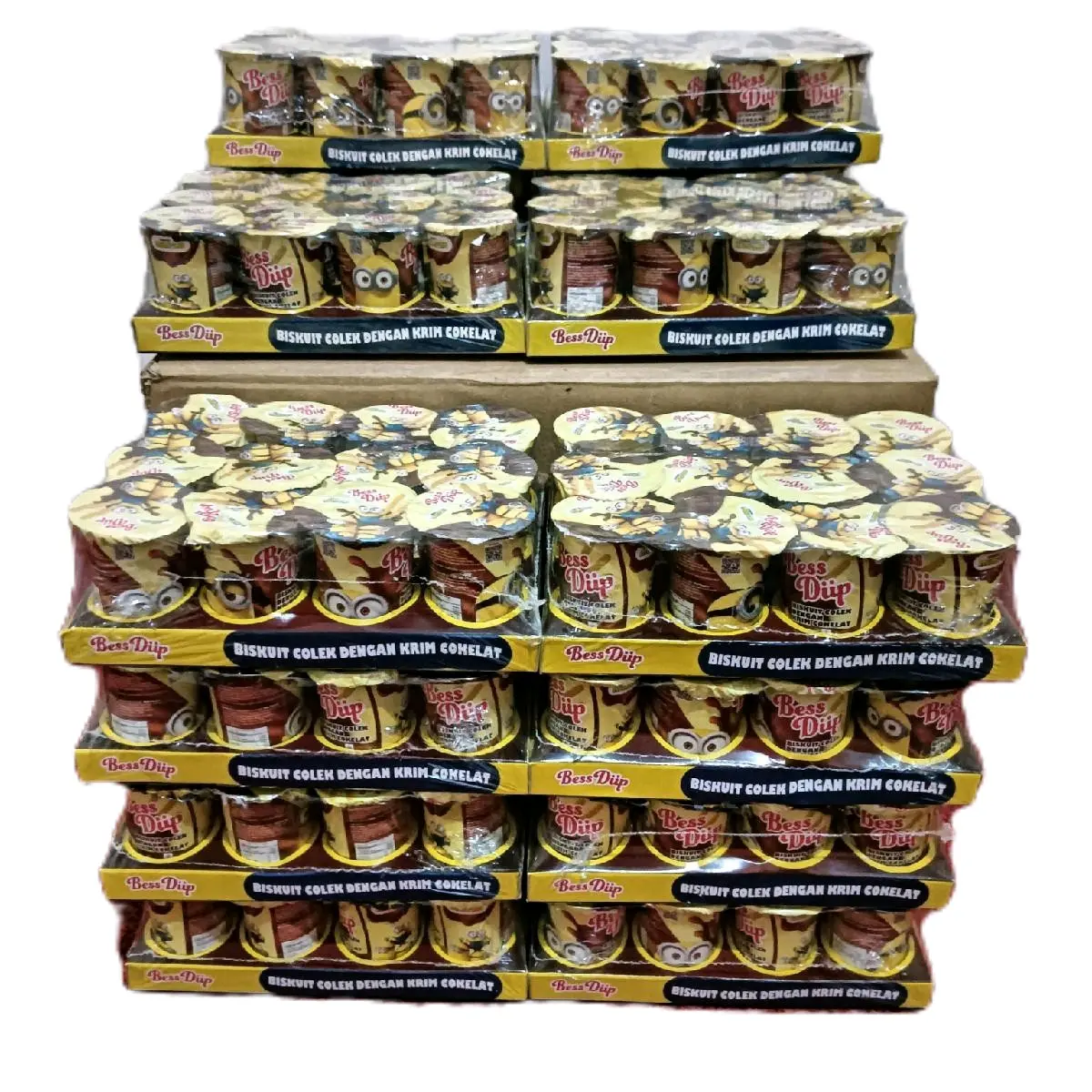 Biskuit Stick Coklat Bess Diip Minions Mini - 12pcs, 8gr/pc - Susu, Food, Cheese, Krim, Cokelat, Manis, Cemilan, Makanan, Vanila, Cookies