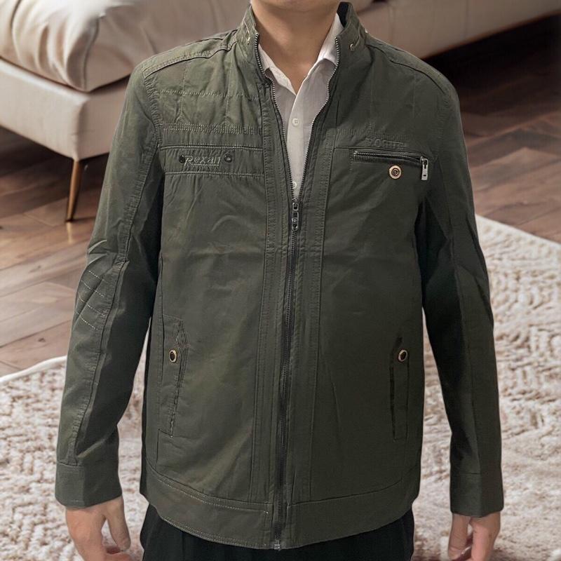 Áo khoác kaki số nam trung niên cổ trụ 2 lớp cao cấp - thoáng mát - bền bỉ Menswear Jacket
