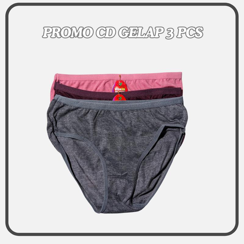 Paket Bundle 3 Pcs CD Winalin Gelap Celana Dalam Wanita Bahan Katun Size M L XL XXL-5L 1