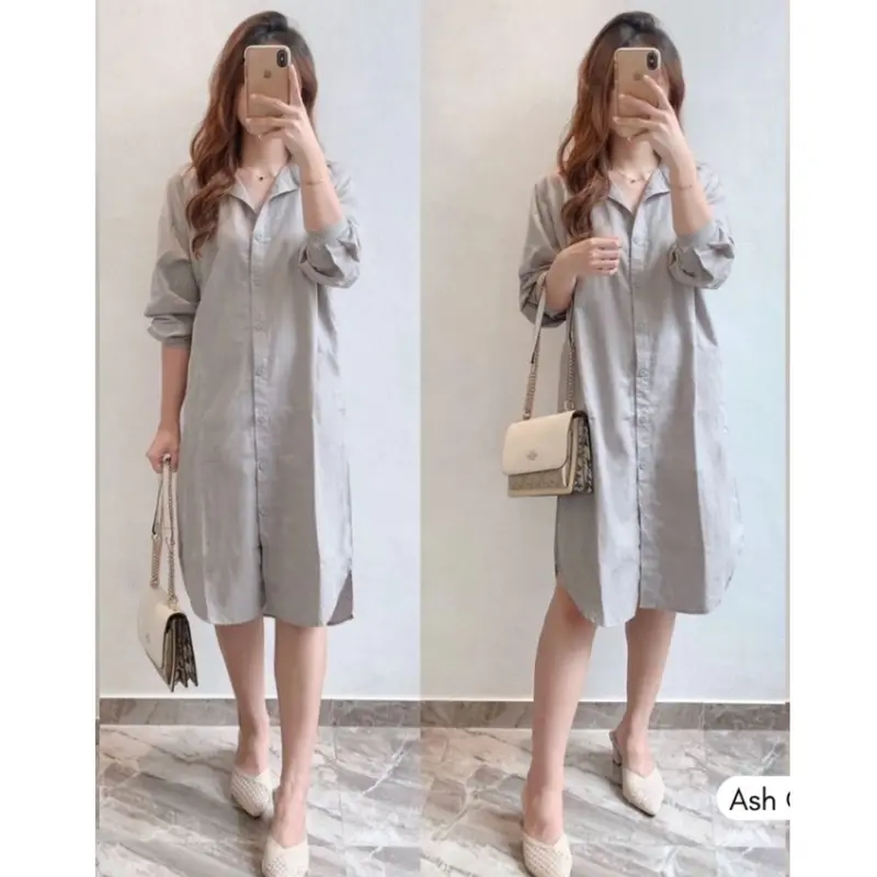 Baju Tunik Kemeja Wanita Muslim Kain Syakila Twill Premium Kancing Aktif 8