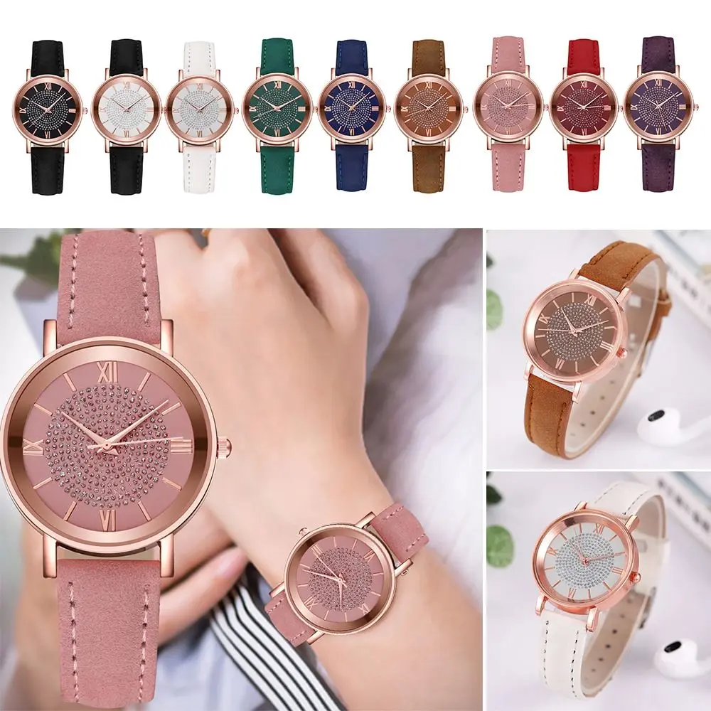 Jam tangan kuarza kalis air wanita, dail bulat, kasual, indah, hadiah