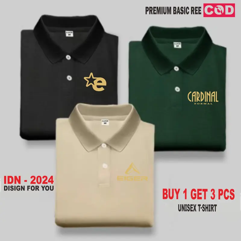 STYLE1 Beli 1 Dapat 3 Pcs ( PROMO COD ) Kaos Keren Polo I G  r I Goo I Formal Gold Pria Distro T-Shirt Distro I Polo Dewasa Premium Quality Baju Pendek Katun Combed Sablon 7