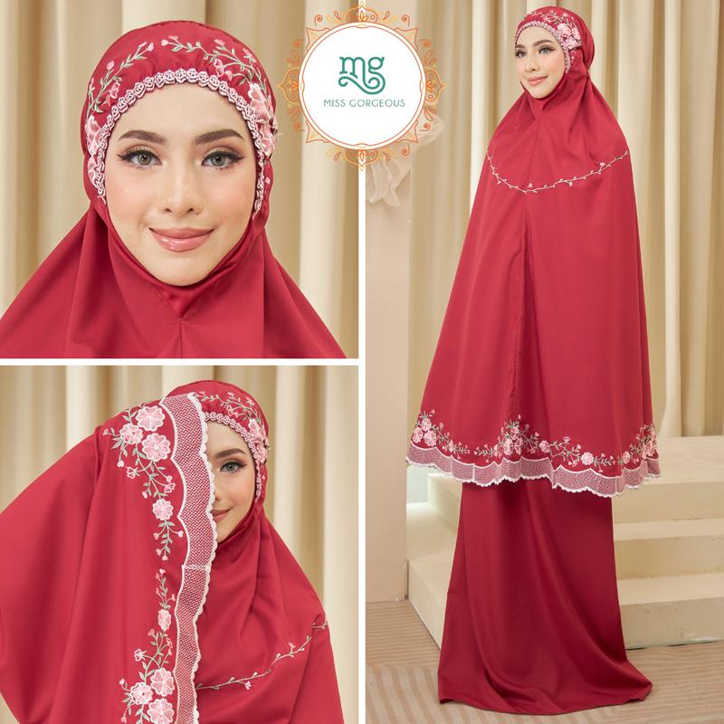 Telekung LUCKY FLOWER Bersumlam New Design Premium Cotton Embroidery ...