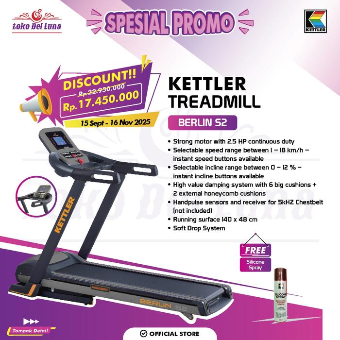 Gambar Treadmill elektrik KETTLER BERLIN S2 ORIGINAL & GARANSI RESMI dari toko Del Luna Kota Salatiga Tokopedia