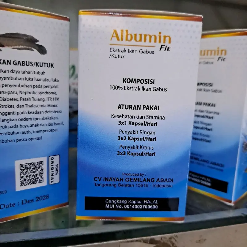 Suplemen Albumin Ekstrak Ikan Gabus Original  Inayah 60 Kapsul  membantu penyembuhan Pasca Operasi atau luka kemasan Baru all New 5