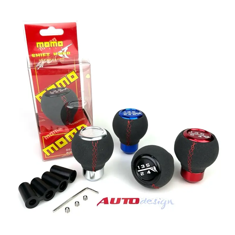 Tuas Persneling Mobil Universal MOMO Gear Shift Knob Suede Alumunium PVC dengan 4 Pcs Ukuran Karet - Accessories, Baut 0