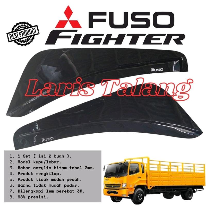 Talang Air Mobil Model Fuso Fighter Lebar/Kupu Kupu Tahun 2019 Up - 1 Set (Kiri dan Kanan) dengan Lem Perekat Double Tape Car Penutup 0