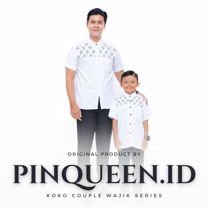 Satu Set Baju Koko Couple Ayah Dan Anak Laki Laki terbaru Lengan Pendek motif Diamon 4