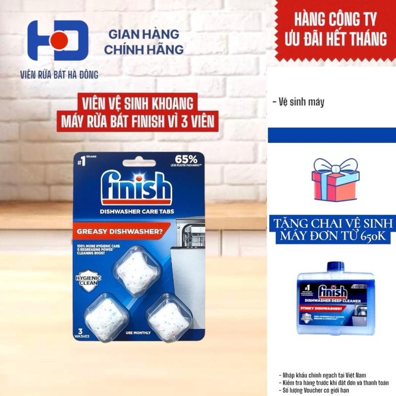 Viên vệ sinh máy rửa chén bát Finish vỉ 3 viên