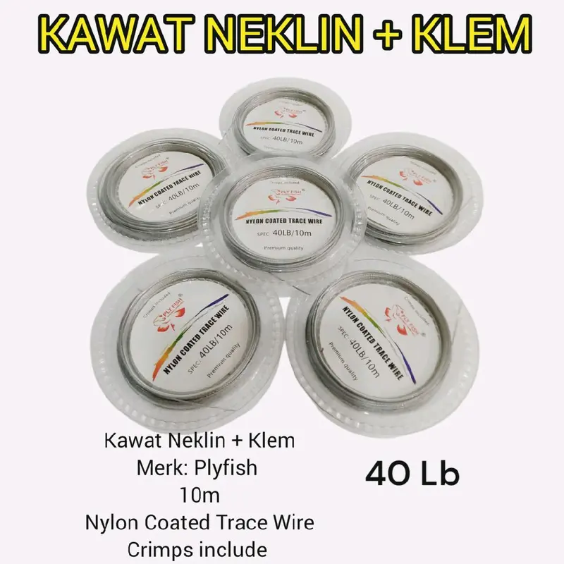 Neklin PLYFISH Kawat Pancing Nylon Coated Wire 10m Termasuk Klem 3
