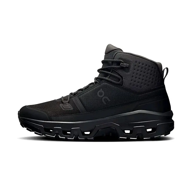SEPATU ON CLOUD ROCK MID WATERPROOF BLACK BLACK HIKING SHOES