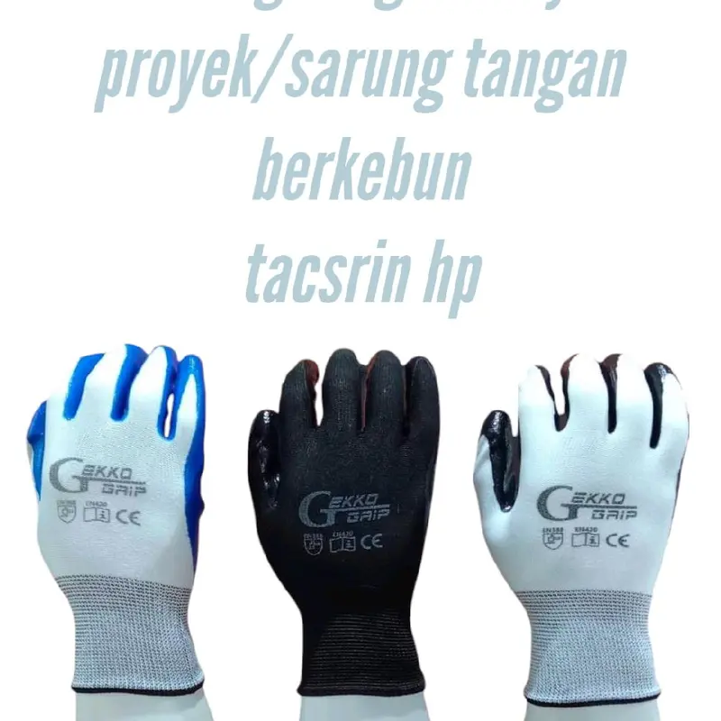 3 Pasang sarung tangan dewasa kerja proyek antislip touchscreen latex safety Gloves 0