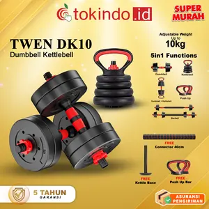 TWEN Dumbbell set 10KG Peralatan Fitness Tanpa Packing Kayu