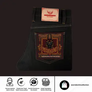 WORNDENIM-MESIR KUNO 15 OZ SERIES-BROWN WEFT-SANFORIZED-HIDDEN ARCUATE-SLIM STRIGHT
