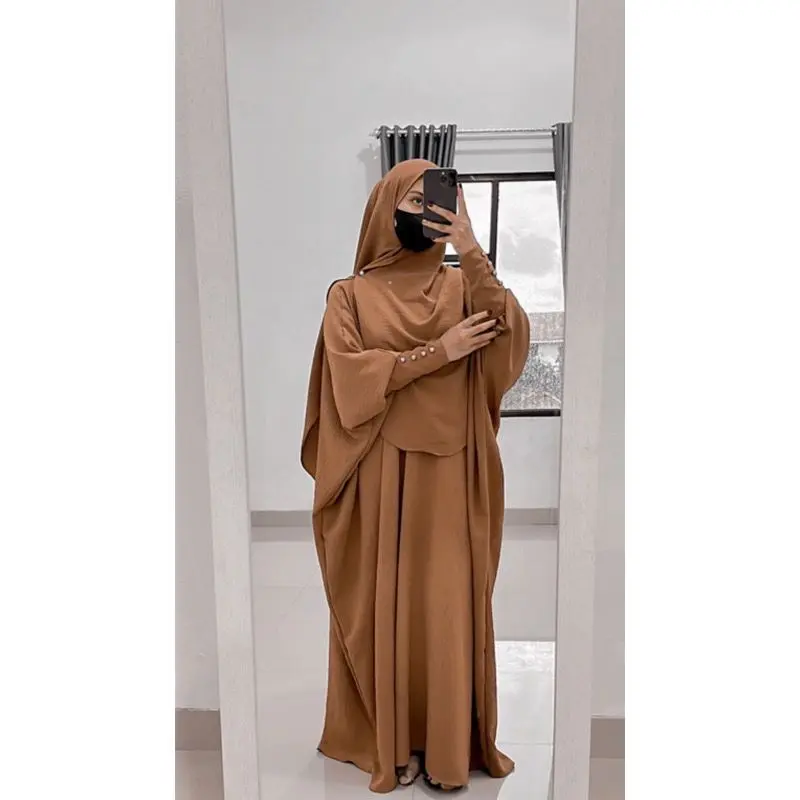 One set kaftan crinkle airflow KAFTAN AISHA gamis muslim wanita dress lebaran  Dewasa 3