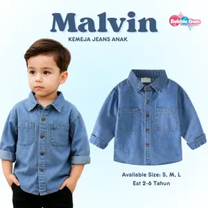 KEMEJA MALVIN - Atasan Kemeja Anak 2-6 Tahun | Kemeja Jeans Anak Laki-laki