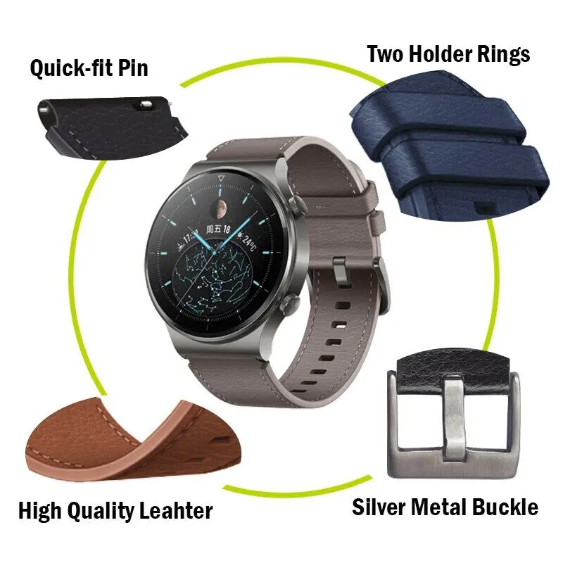 Dây da chính hãng cho Xiaomi Watch S1 / Amazfit GTR, dây đeo 2 / 47mm, vòng đeo tay Correa cho Huawei GT3 Pro, phụ kiện đồng hồ thông minh 1
