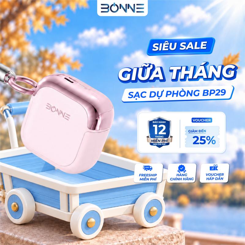 HÀNG CÓ SẴN - - Sạc Dự Phòng Mini BP29 Chính Hãng By Bonne TECHNOLOGIQUE, Sạc