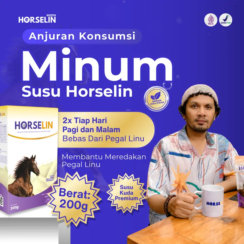 Susu Kuda untuk Pegal Linu Tulang Sendi Saraf HORSELIN Susu Kuda Liar Sumbawa Asli (200gr) 6