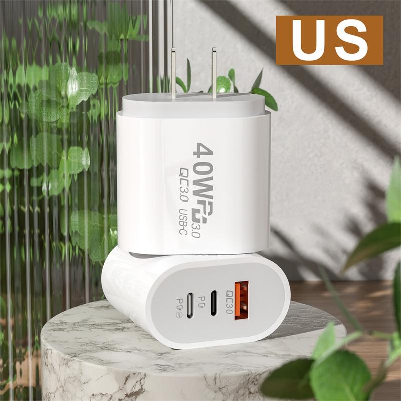 Bộ sạc USB C, Bộ sạc PD 40W, Sạc nhanh, Bộ sạc loại C, Sạc nhanh 3.0, Bộ Chuyển Đổi bộ sạc điện thoại, Tương thích với iPhone, Xiaomi, Samsung, Huawei, Oppo, Điện thoại Vivo Phụ Kiện 6