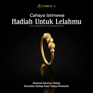 THIQLA - Cincin Manik Bulat Wanita Elegan MANIKA Korean Style Beads Ring Wanita Anti Karat dilapisi Emas Asli Cincin Estetik Wanita