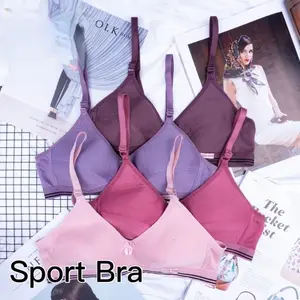 4pcs BH SportBra Wanita Perempuan Dewasa Remaja Tanpa Kawat dan Busa Tipis Ukuran 34 36 38 40 42 Guffy Nyaman Lembut Katun push bra Olahraga Pakaian